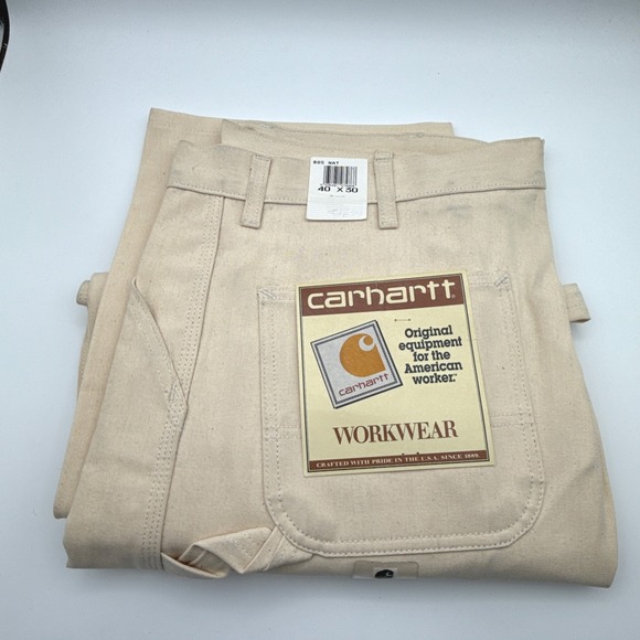 Carhartt B05 NAT Mens 40x30 Natural Drill Painter Dungaree Work Pants USA NWT